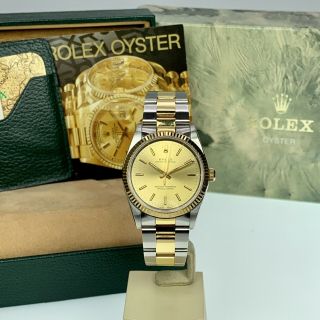 1991 Rolex Oyster Perpetual 34mm Steel & 18k Gold Unpolished Box & Papers 2