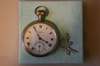 Vintage London Hallmarked Silver J.  W.  BENSON Pocket Watch Dated 1938 2