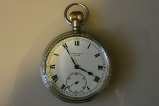 Vintage London Hallmarked Silver J.  W.  BENSON Pocket Watch Dated 1938 3