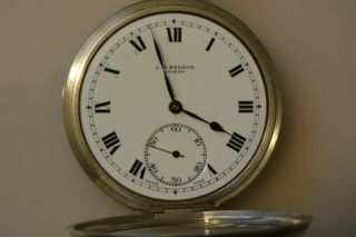 Vintage London Hallmarked Silver J.  W.  BENSON Pocket Watch Dated 1938 6