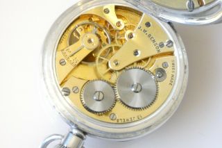 Vintage London Hallmarked Silver J.  W.  BENSON Pocket Watch Dated 1938 7