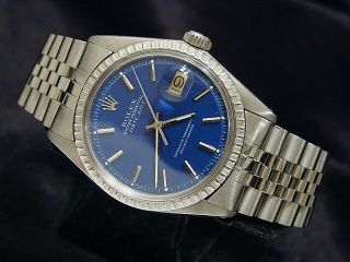 Rolex Datejust Mens Stainless Steel W/ Submariner Blue Dial & Jubilee Band 1603