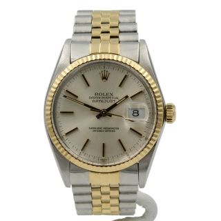 Two Tone S/s & 18k Gold Rolex Op Datejust Chronometer 16013 Size 7 " 6462