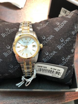 Bulova Silver Dial Gold Two - Tone Stainless Steel Quartz Women ' s Watch 98M105 2