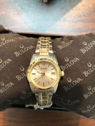 Bulova Silver Dial Gold Two - Tone Stainless Steel Quartz Women ' s Watch 98M105 3