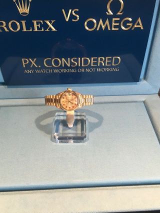 Ladies Rolex Solid 18k Yellow Gold Datejust President Watch Gold And Ruby Dial