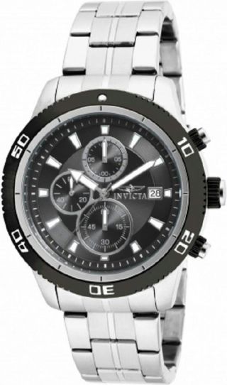 Invicta 17439 Elite Diver Chronograph Date Black Dial Stainless Steel Mens Watch