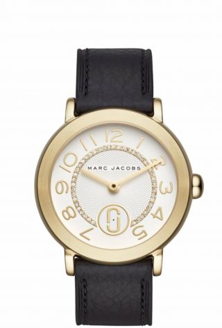 Marc Jacobs Mj1615 Gold - Tone And Black Leather Watch 37mm $225