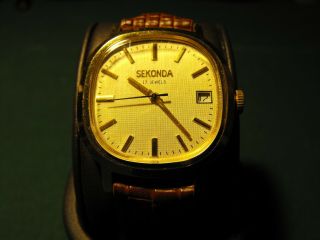 Vintage Ussr Sekonda/ Poljot 2614.  2h 17 Jewels Watch 10u Rolled Gold - Serviced