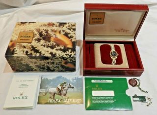 Rolex President Datejust 18k Gold Ladies Wristwatch & Papers 69278