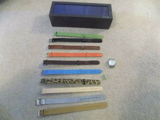 Ecclissi Sterling Silver Case Wristwatch W/ 10 Bands & Box
