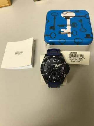 Fossil Watch Unisex Nwt Blue Rubber Band