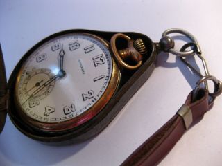 Rr Junghans 33a Ww2 Officer Military Pocket Watch Bergmann Protector Case Chain