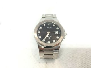 Bulova Marine Star C876763 Stainless Steel Quartz Wrist Watch Needs Bat