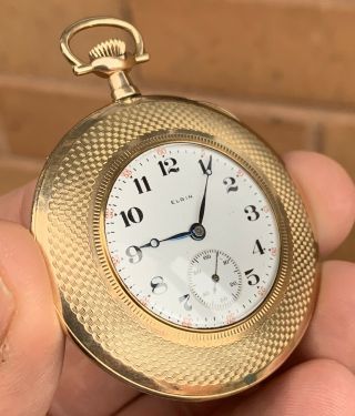 A Gents Fine Quality Antique 14ct Gold /filled Elgin Pocket Watch,  Circa 1910.