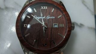 Grain Watch 43mm Analog Wood And Stainless Steel Rosewood Classic,