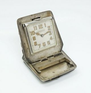 Vintage 1930s/40s Gubelin Sterling Silver Travel Pocket Watch For Restoration