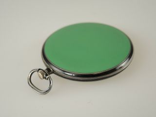 Rare Silver and GREEN ENAMEL pocket watch by JUVENIA c1910 3