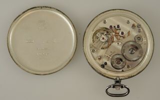 Rare Silver and GREEN ENAMEL pocket watch by JUVENIA c1910 8