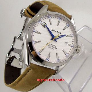 41mm Corgeut White Dial Sapphire Glass 21 Jewels Miyota Automatic Mens Watch 133