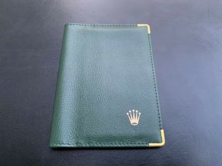 Rare 100 Authentic Rolex Large Bifold Green Leather Wallet Passport Holder