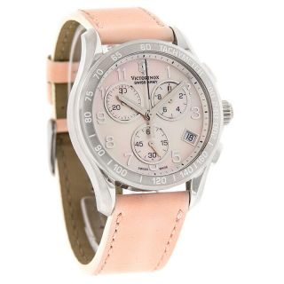 Victorinox Swiss Army Ladies Classic Chronograph Pink Mop Leather Watch 241419