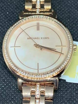Michael Kors Mk3643 Mother Of Pearl Dial Ladies Stainless Steel Rose Gold B239