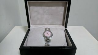 Accutron 26r35 Ladies Watch With Diamonds And Pink Sapphire Crystal Face