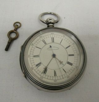 Victorian Sterling Silver Centre Second Chronograph Pocket Watch 1888 - Nab D1
