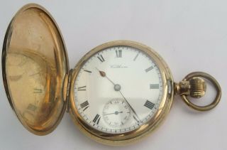Antique Waltham 15 Jewelled Gold Plated Full Hunter Pocket Watch C.  1912