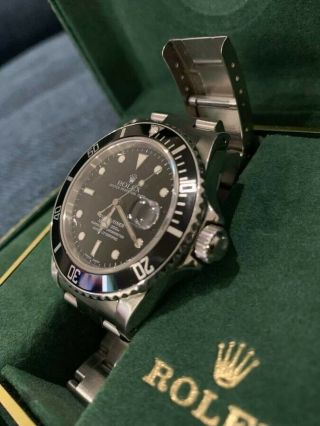 Mens Rolex Submariner Stainless Steel Watch Date Sub Black Dial & Bezel 116610 9