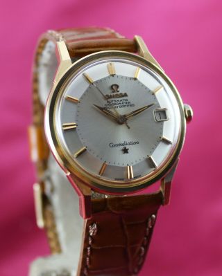 OMEGA Constellation Chronometer 168.  005/6 SC - 62 18K Rose Gold Watch.  Pie Pan 3
