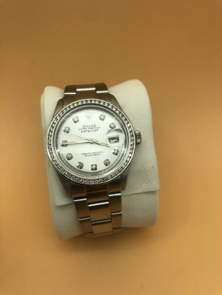 Rolex Mens Datejust Diamond Dial And Bezel Are After Market