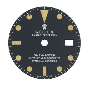 Rolex Gmt - Master 1675 Black Matte Tritium Pumpkin Patina Mark 1 Mk1 Long E Dial