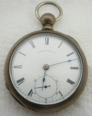 1865 Antique 18s Waltham Wm Ellery Model 1857 Key Wind Silver Pocket Watch