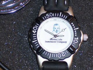 Vintage Gerber Baby Food Life Insurance Co Advertising Employee Watch with Logo 2