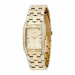 Elgin Fg1601 Austrian Crystal Accent Gold Tone Solid Link Watch