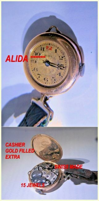 ALIDA - ROLEX - Trench watch - WW1 - gold filled case - - 15 Jewels - 3