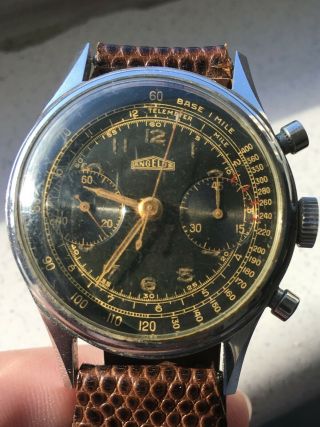 Vintage Angelus Mens 38mm Stainless Steel Chronograph Watch Ca.  1948 - 50
