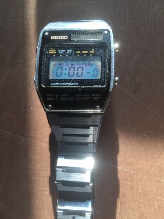 Seiko Mens Vintage Lcd Digital Alarm Chronograph Watch A158 - 503a