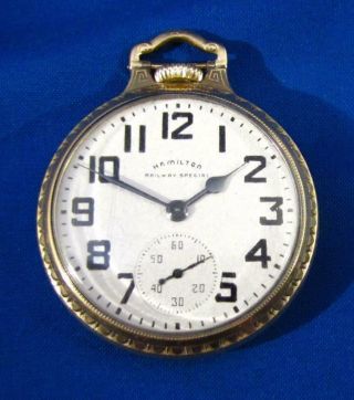 1952 Hamilton Railway Special 992b 21 Jewel 10k Gold Fill Size 16s Pocket Watch