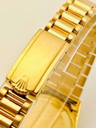 Estate Rolex Ladies President 18k Gold Datejust Baguette Diamond Bezel MOP Dial 9