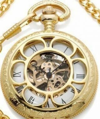 24 Pc Gold Color Kansas City Railroad Pocket Watch With 27″ Chain