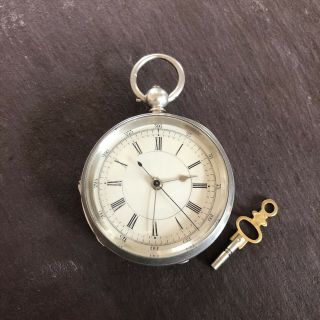 Antique 0.  935 Solid Silver Chronograph Pocket Watch Top Quality - With Key