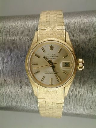 Ladies Rolex Watch Vintage Oyster Perpetual Datejust 18k Yellow Gold 24mm Case