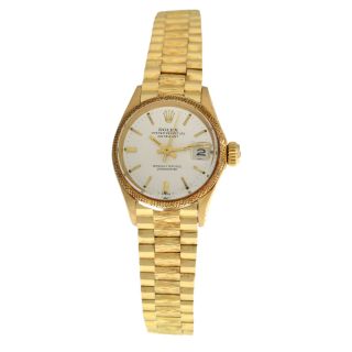 Ladies Rolex Oyster Perpetual Date Just 6701 18k Yellow Gold 25mm Watch