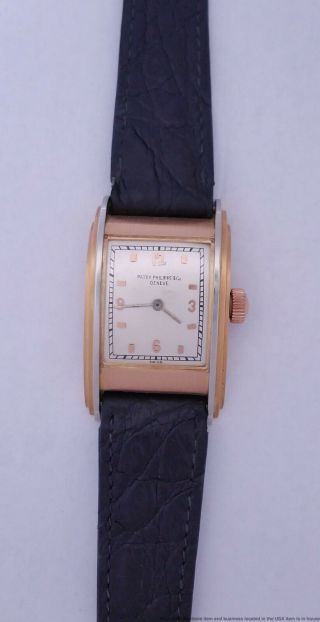 Patek Philippe Retro Deco Asymmetrical 18k Rose Gold Vintage Wrist Watch 11