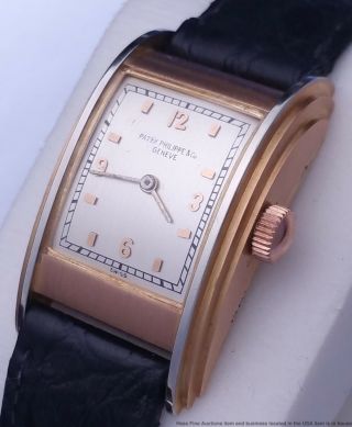Patek Philippe Retro Deco Asymmetrical 18k Rose Gold Vintage Wrist Watch