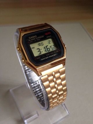 Gold Casio Retro Digital Stainless Steel Watch A159WGE 2
