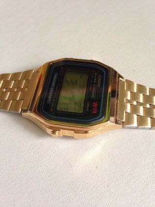 Gold Casio Retro Digital Stainless Steel Watch A159WGE 6